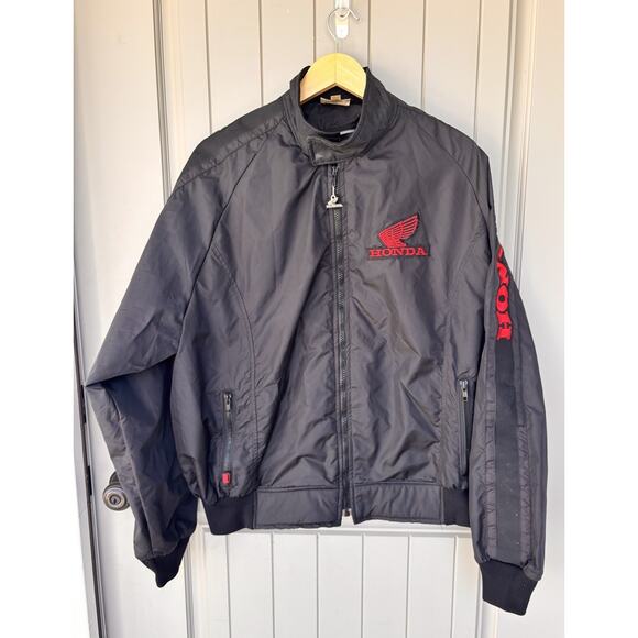 Honda Other - Hondaline Honda OEM VTG 70s 80s Black Red Biker Bomber Jacket Windbreaker XXL